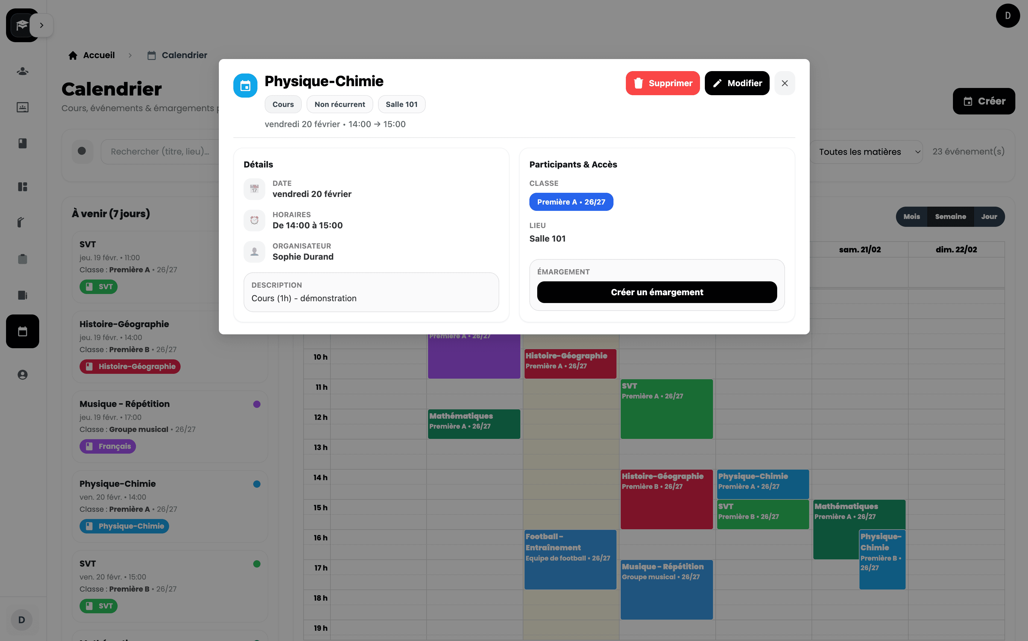 Aperçu du tableau de bord du CRM pour écoles