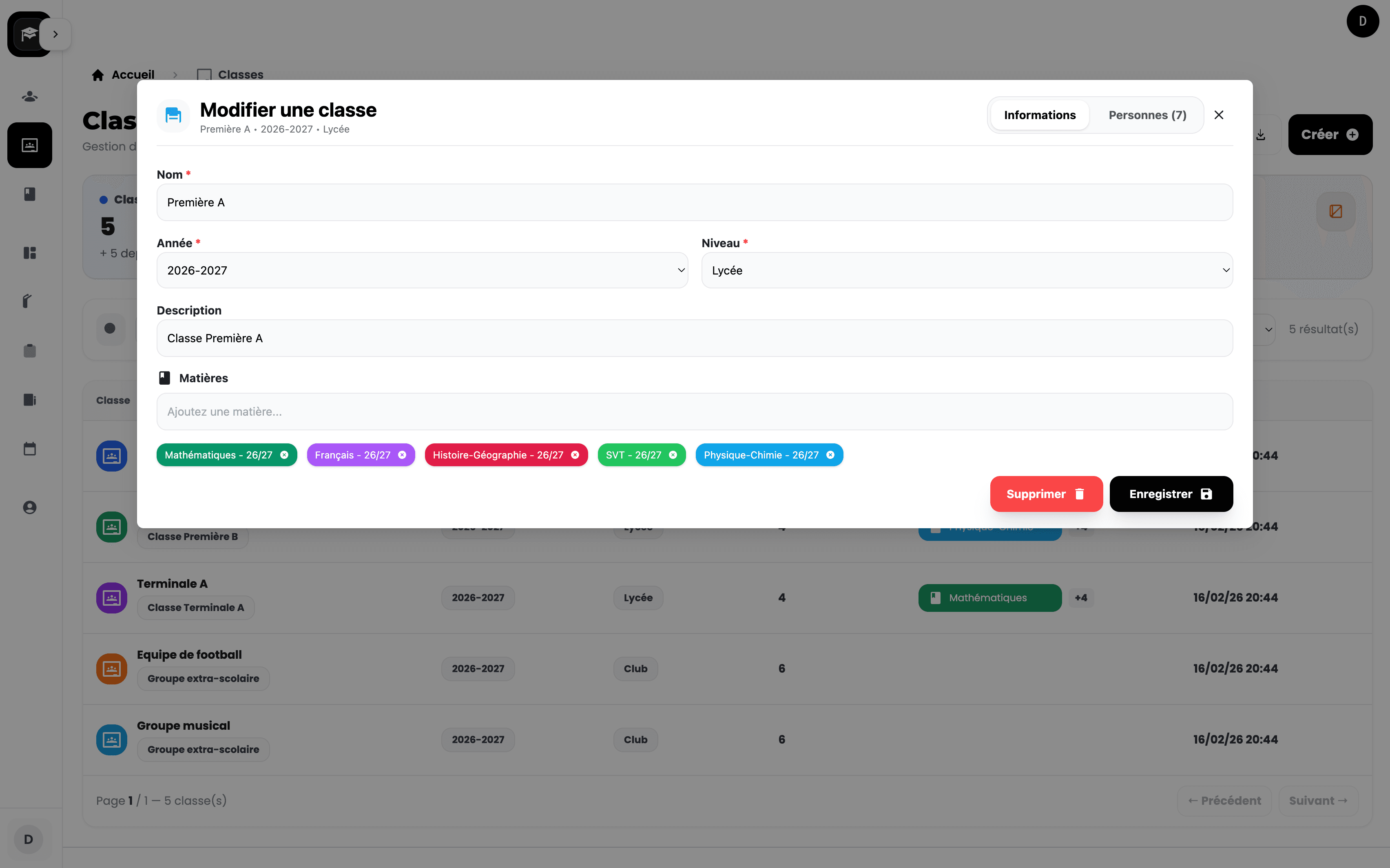 Aperçu du tableau de bord du CRM pour écoles